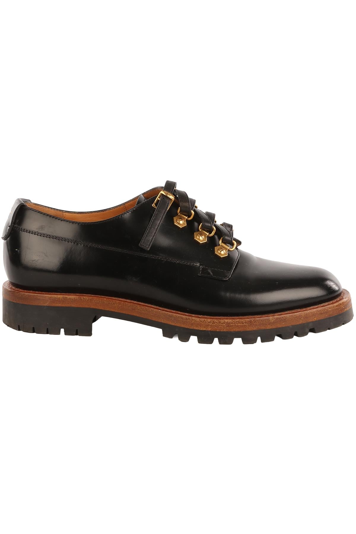 CHRISTIAN DIOR BLACK LEATHER DERBY SHOES EU 37 UK 4