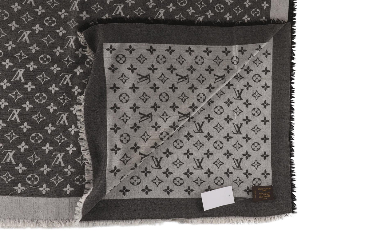 LOUIS VUITTON GREY MONOGRAM SILK SCARF