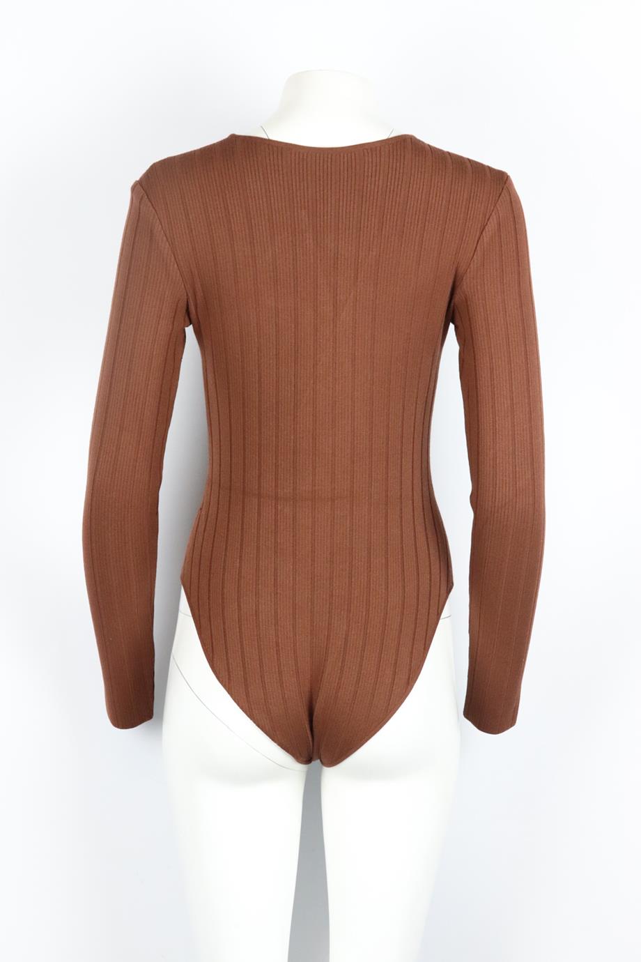 ZEYNEP ARCAY CUTOUT RIBBED STRETCH KNIT BODYSUIT US 4 UK 8
