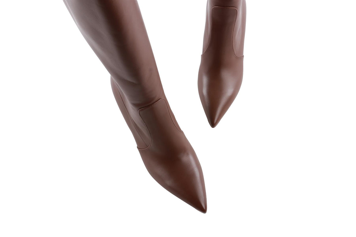 GIANVITO ROSSI BROWN LEATHER KNEE HIGH BOOTS EU 39.5 UK 6.5 US 9.5