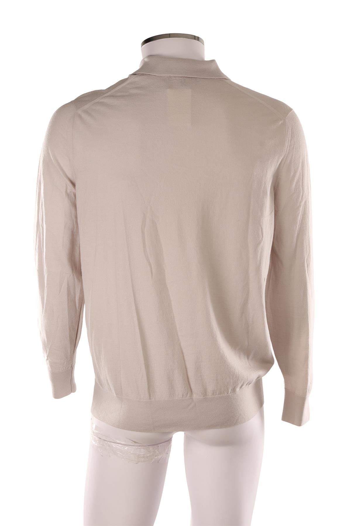 LORO PIANA GREY MEN'S WOOL POLO SWEATER IT 56 UK/US 46
