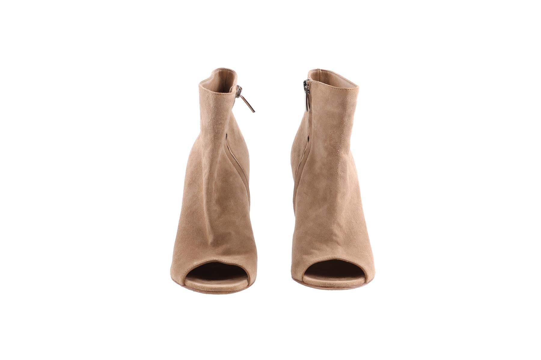 GIANVITO ROSSI BEIGE SUEDE ANKLE BOOTS EU 38
