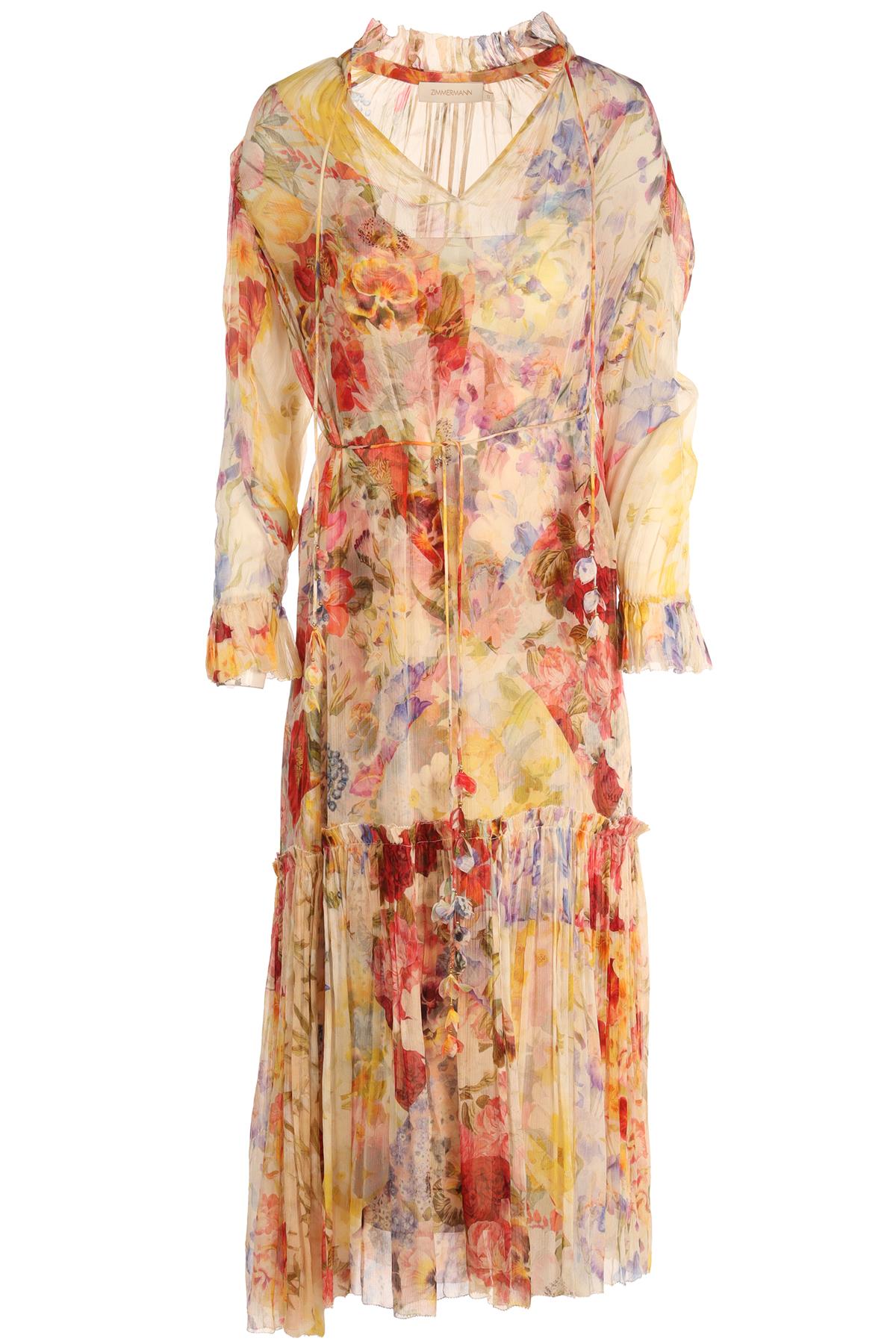 ZIMMERMANN MULTI SILK MAXI DRESS 0 UK 8