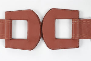 JOHANNA ORTIZ BROWN LEATHER WAIST BELT US 4 UK 8