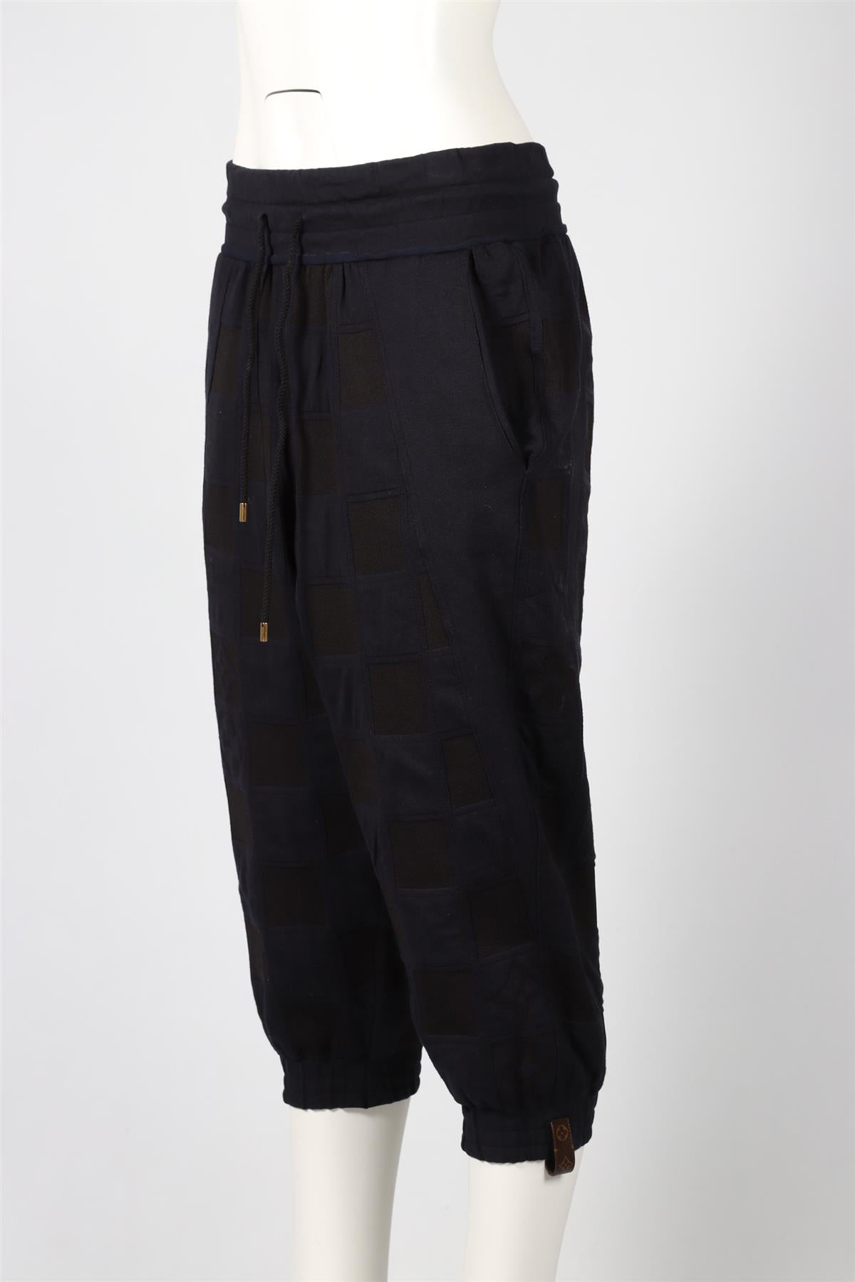 LOUIS VUITTON NAVY AND BLACK COTTON BLEND TRACK PANTS SMALL