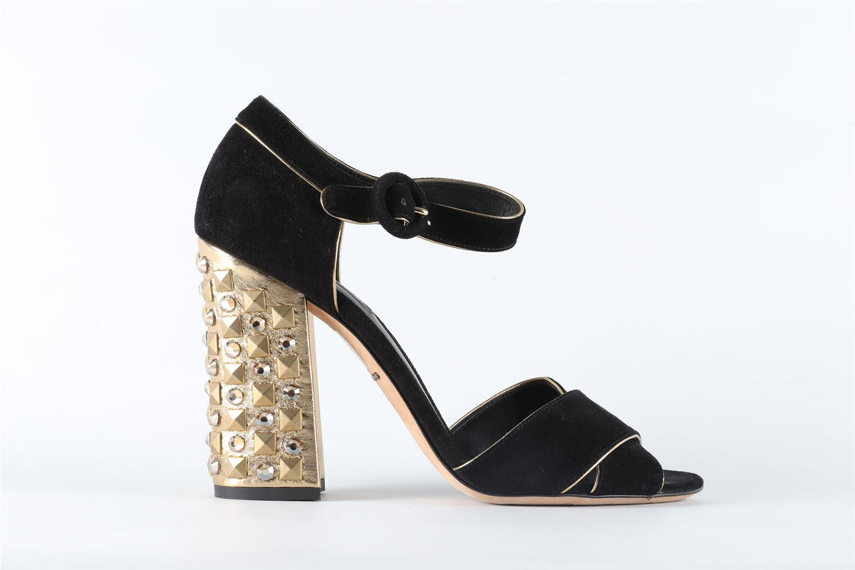 DOLCE & GABANNA BLACK SUEDE SANDALS EU 39.5 UK 6.5 US 9.5
