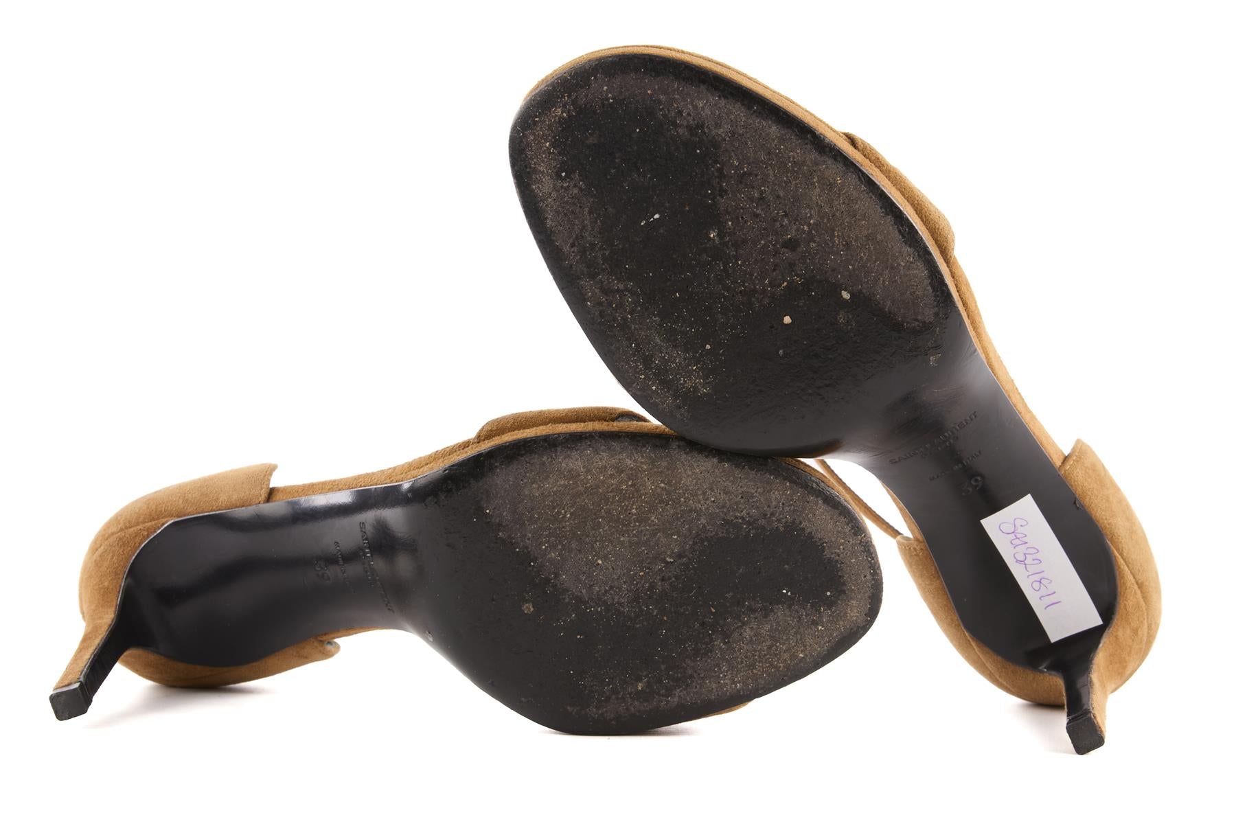 SAINT LAURENT BROWN SUEDE SANDALS EU 39 UK 6 US 9