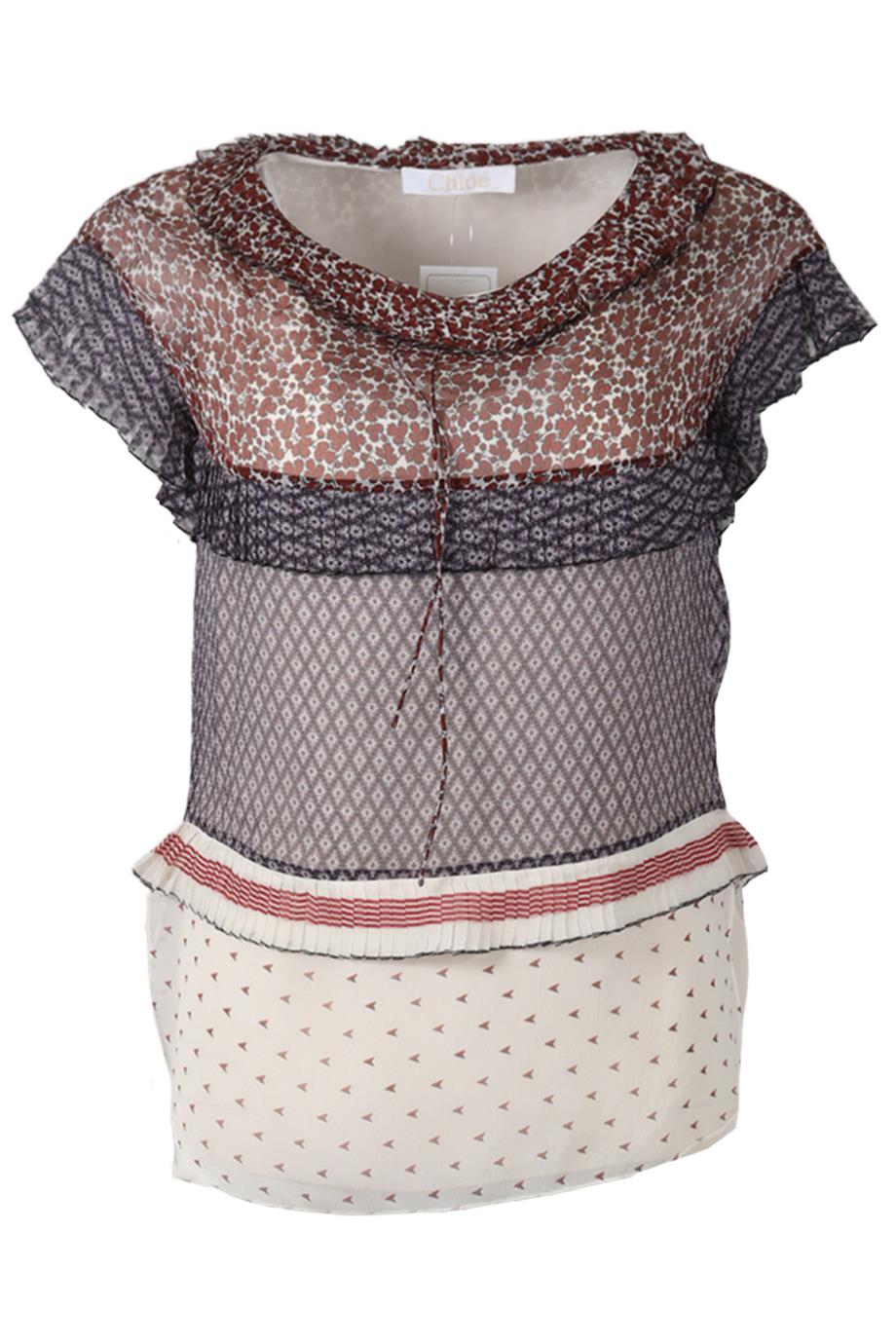 CHLOÉ PRINTED SILK TOP FR 36 UK 8