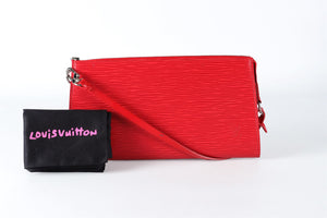 LOUIS VUITTON RED 2007 POCHETTE ACCESSOIRES EPI LEATHER SHOULDER BAG