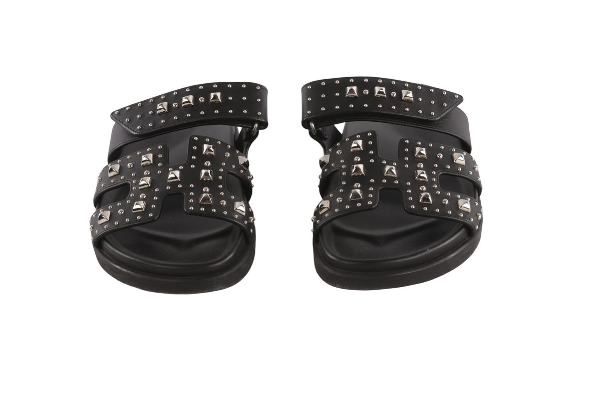 HERMÈS BLACK CHYPRE LEATHER SANDALS EU 36 UK 3 US 6