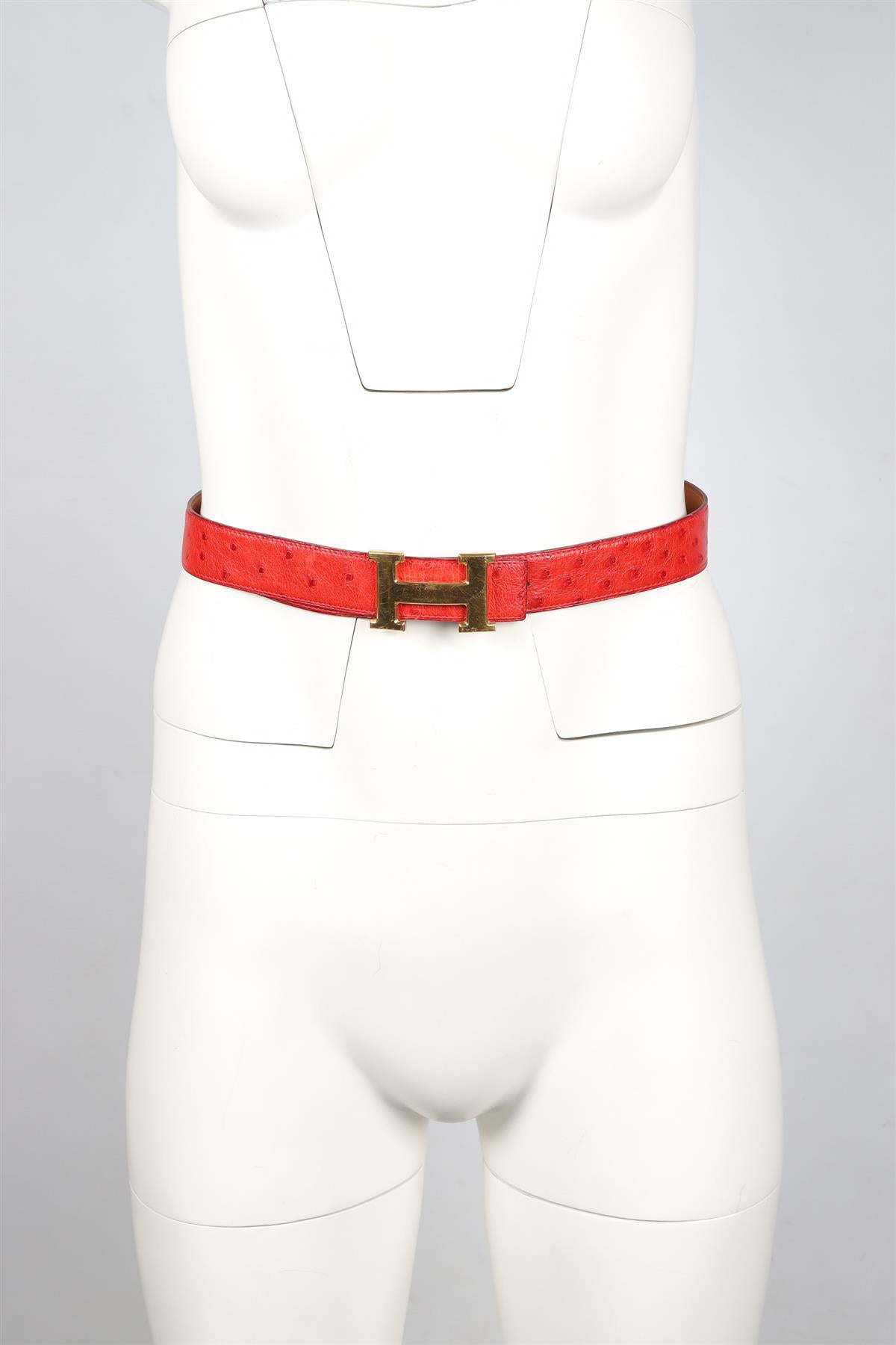 HERMÈS RED 1989 H 30 MM OSTRICH BELT