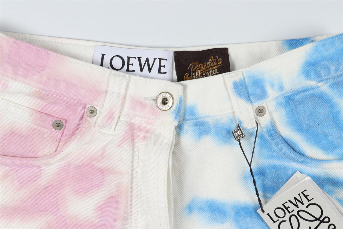 LOEWE + PAULA'S IBIZA MULTI HIGH RISE DENIM SHORTS FR 36 UK 8