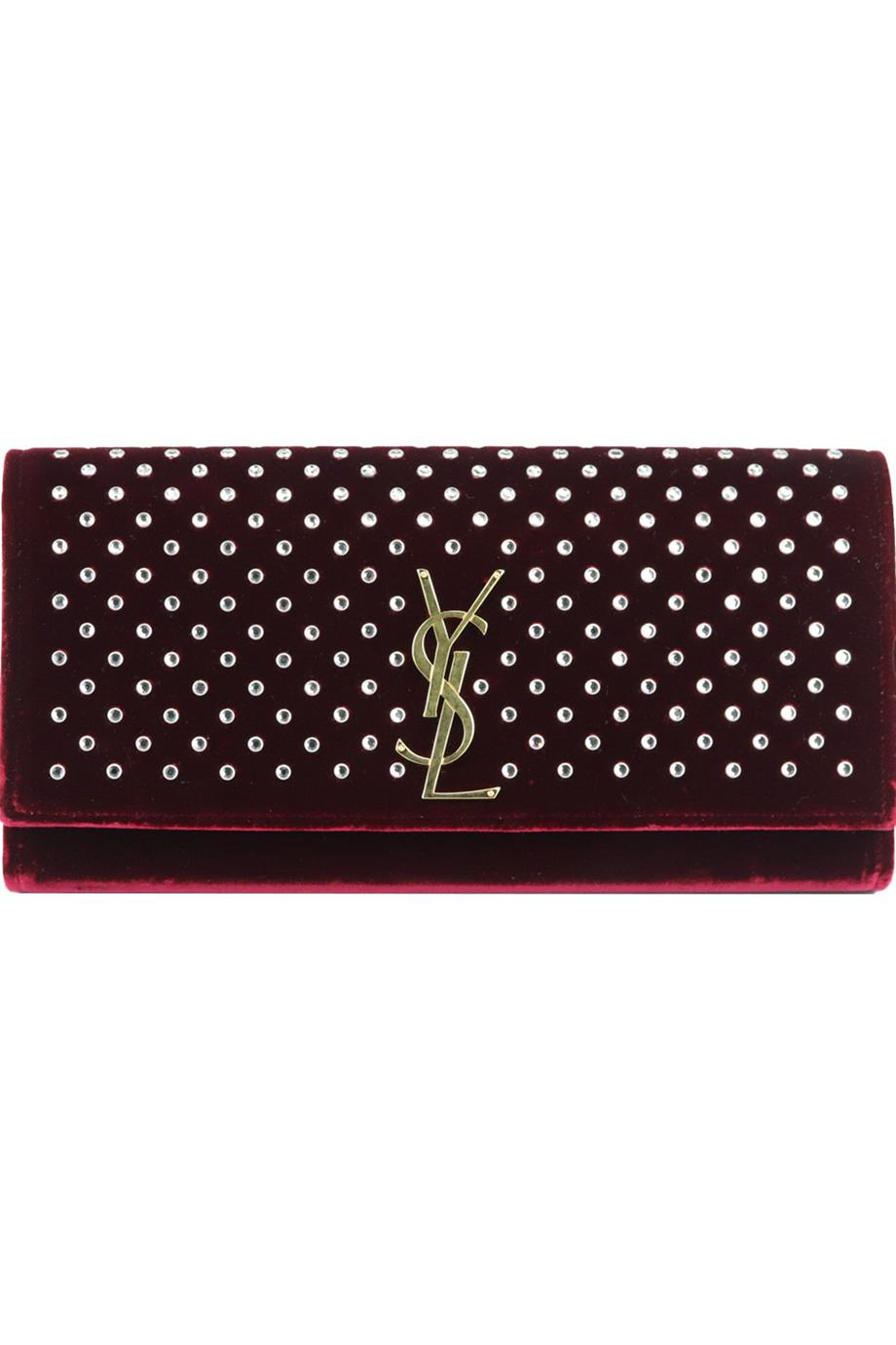 SAINT LAURENT MONOGRAMME EMBELLISHED VELVET CLUTCH