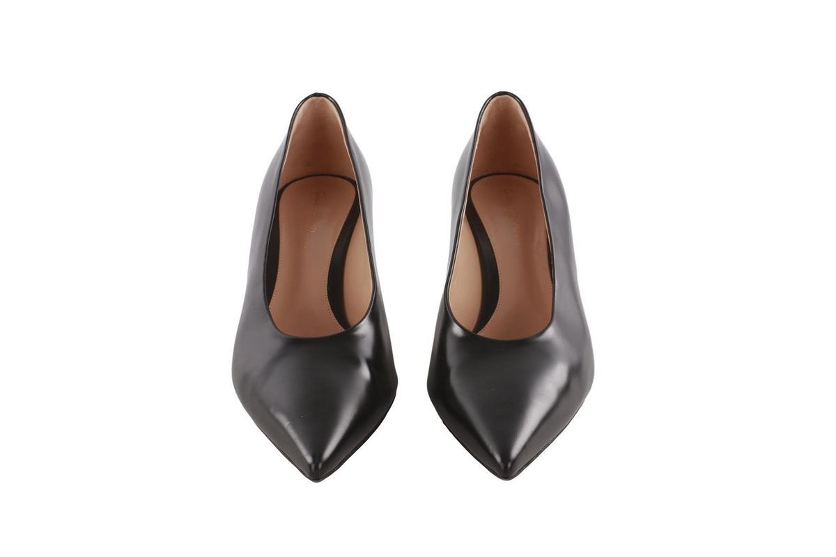 GIANVITO ROSSI BLACK LEATHER PUMPS EU 39 UK 6 US 9