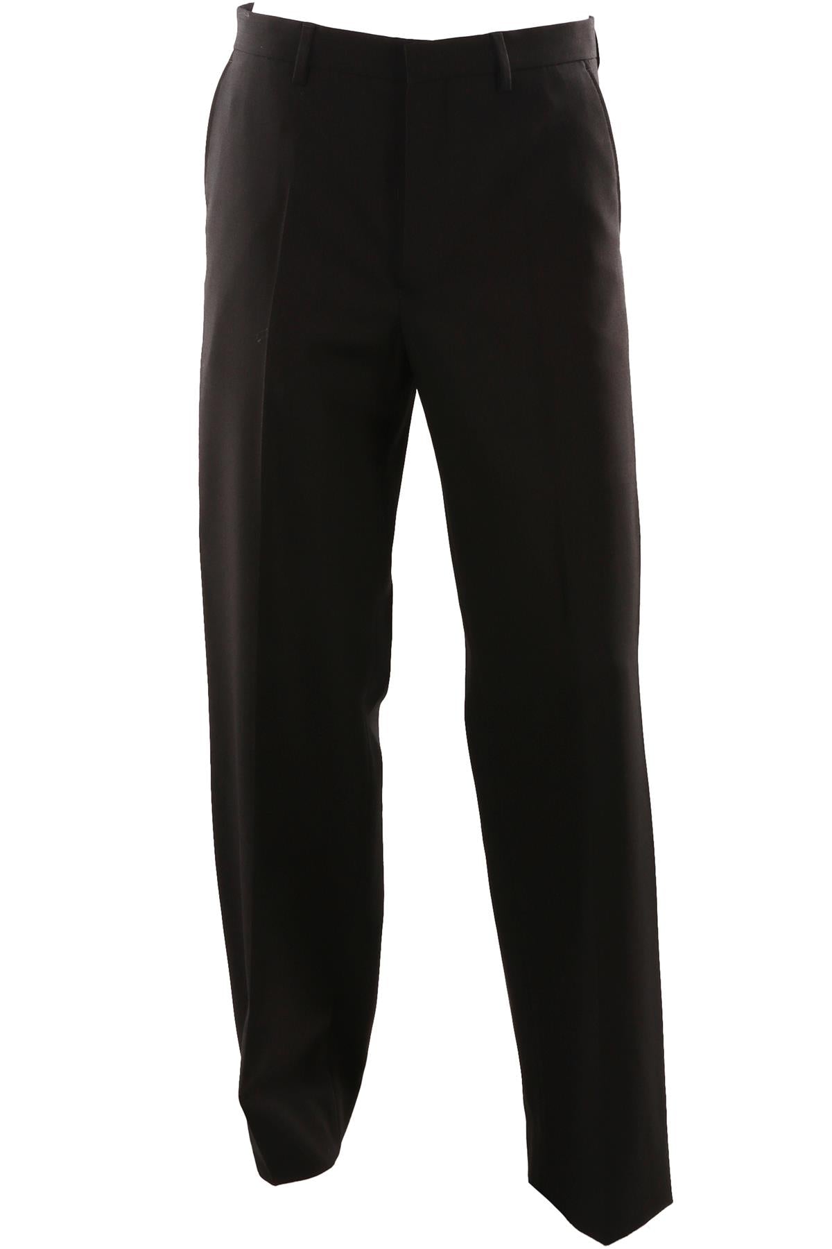 BLACK MEN'S WOOL STRAIGHT LEG PANTS