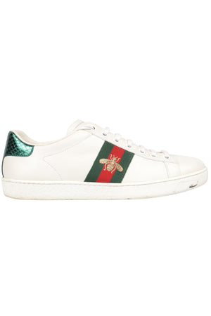 GUCCI WHITE ACE LEATHER SNEAKERS EU 37.5, UK 4.5, US 7.5