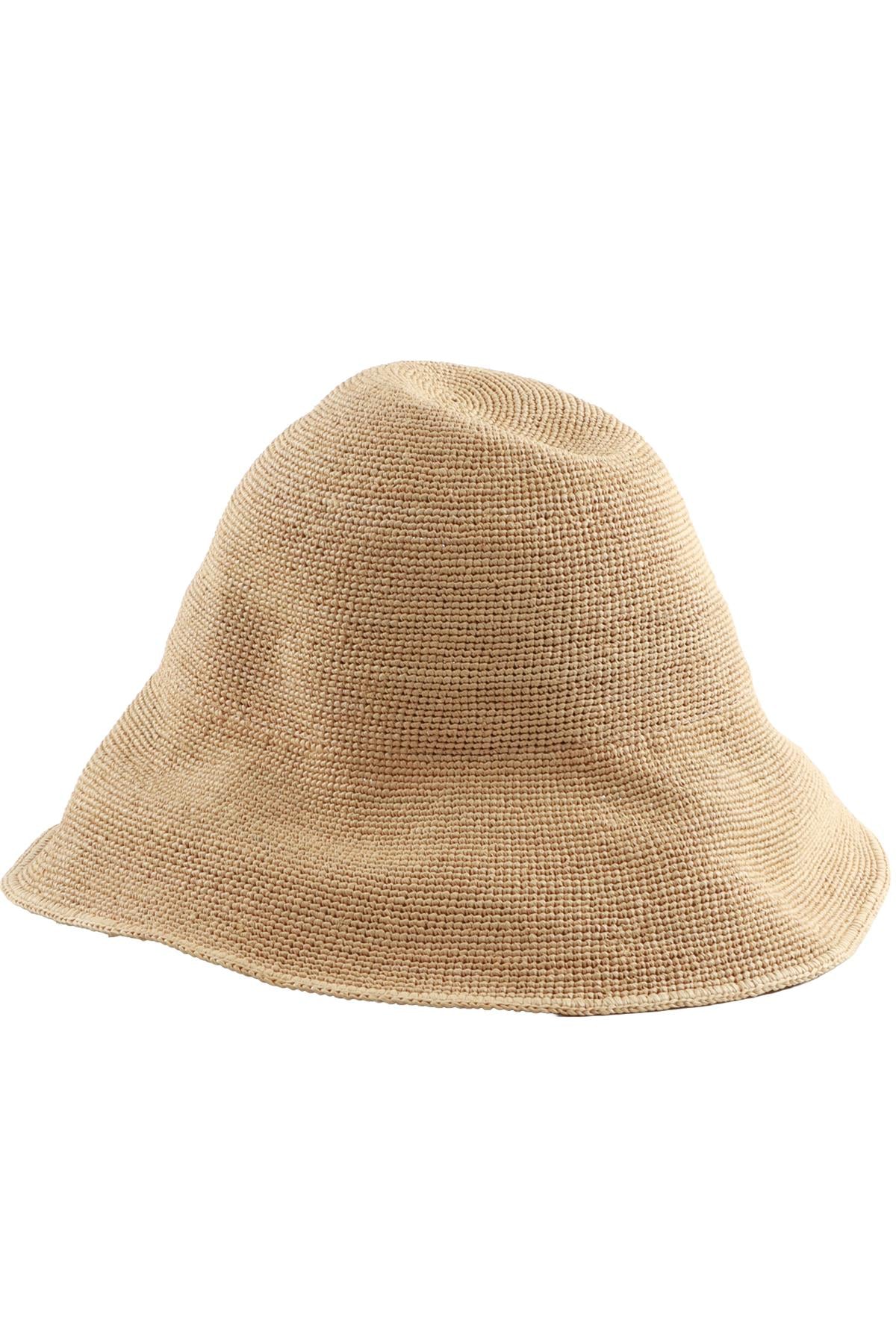 JANESSA LEONE BEIGE WOVEN HAT MEDIUM