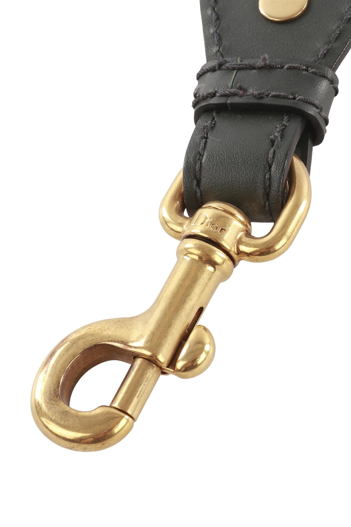 CHRISTIAN DIOR GREEN OBLIQUE CANVAS BAG STRAP