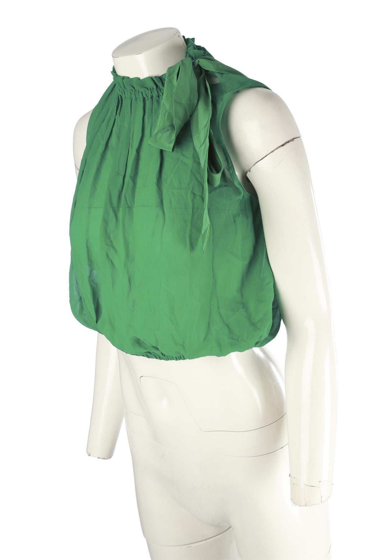 MIU MIU GREEN SILK TOP IT 40 UK 8