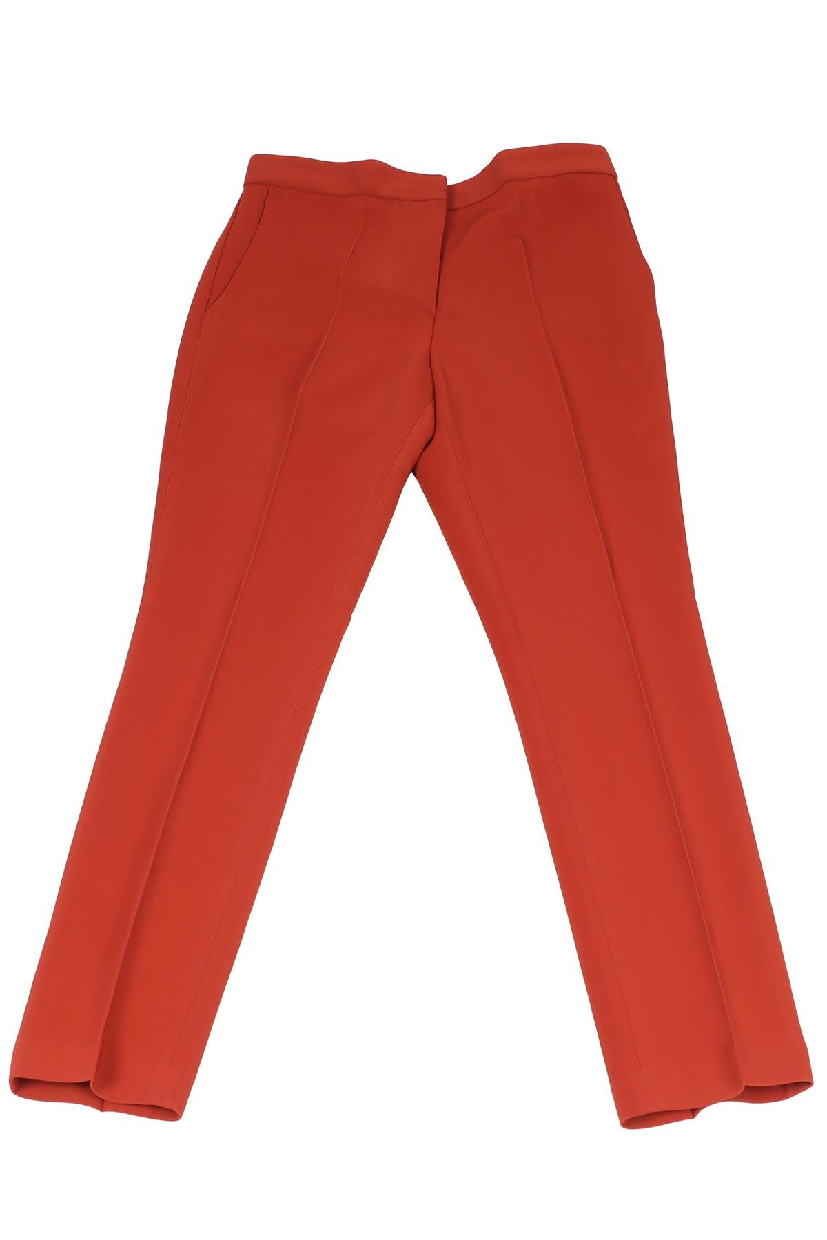 ROSETTA GETTY RED CREPE STRAIGHT LEG PANTS US 2 UK 6