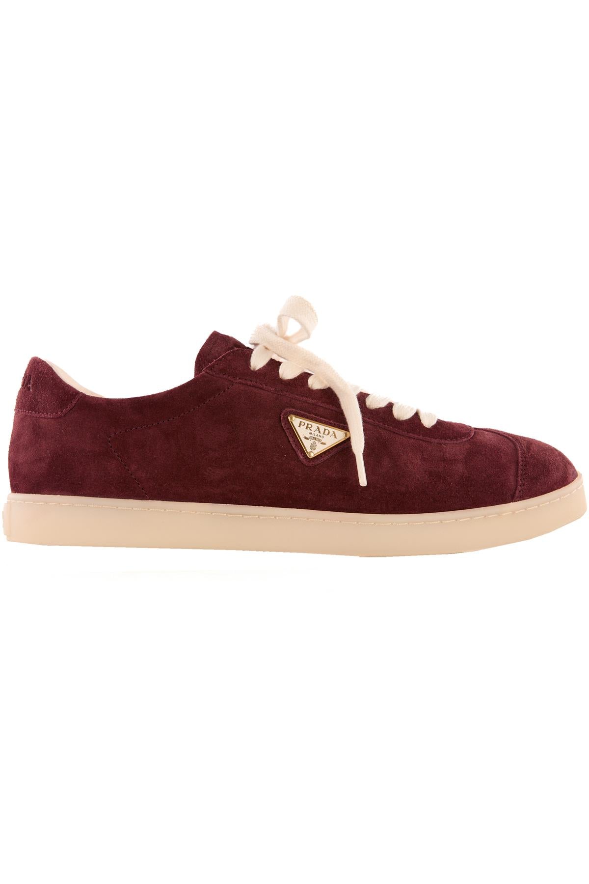 PRADA BURGUNDY MEN'S LANE SUEDE SNEAKERS EU 43.5 UK 9.5 US 10.5