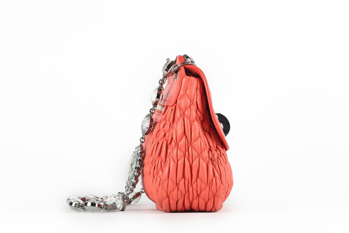 MIU MIU CORAL MATELASSÉ LEATHER SHOULDER BAG