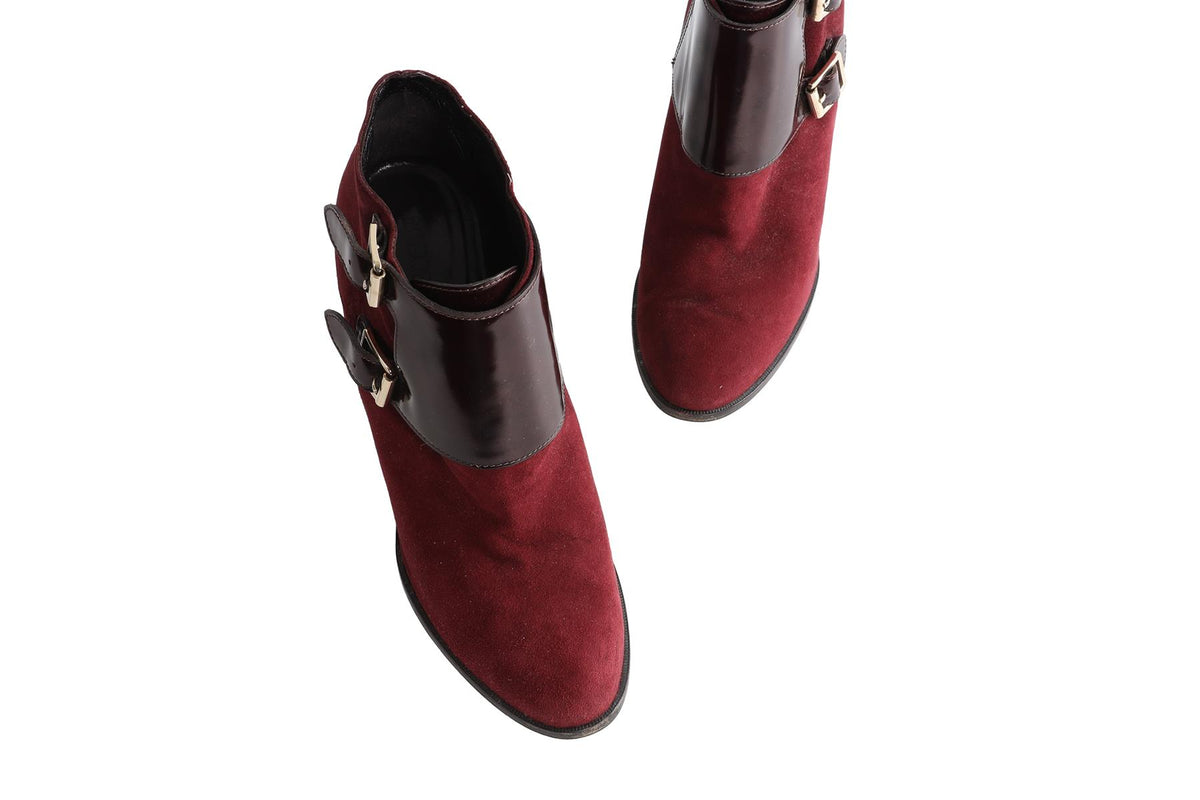 BURBERRY RED SUEDE ANKLE BOOTS EU 40 UK 7 US 10