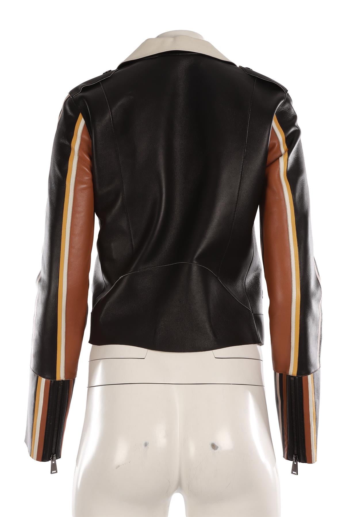 FENDI BLACK LEATHER BIKER JACKET IT 38 UK 6