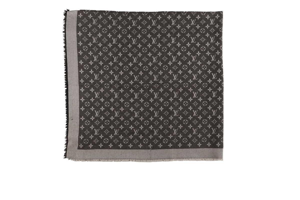 LOUIS VUITTON GREY MONOGRAM SILK SCARF