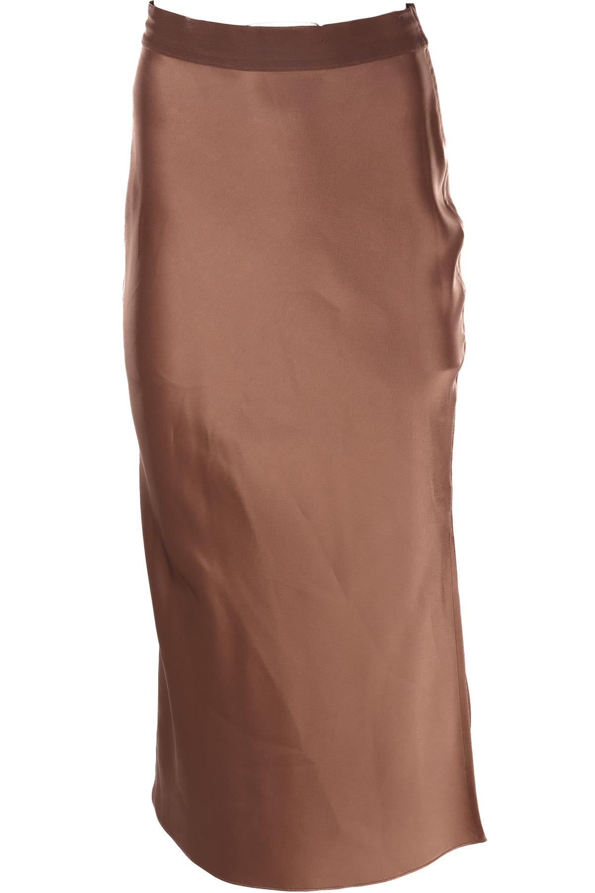 THEORY PINK SATIN MIDI SKIRT XSMALL