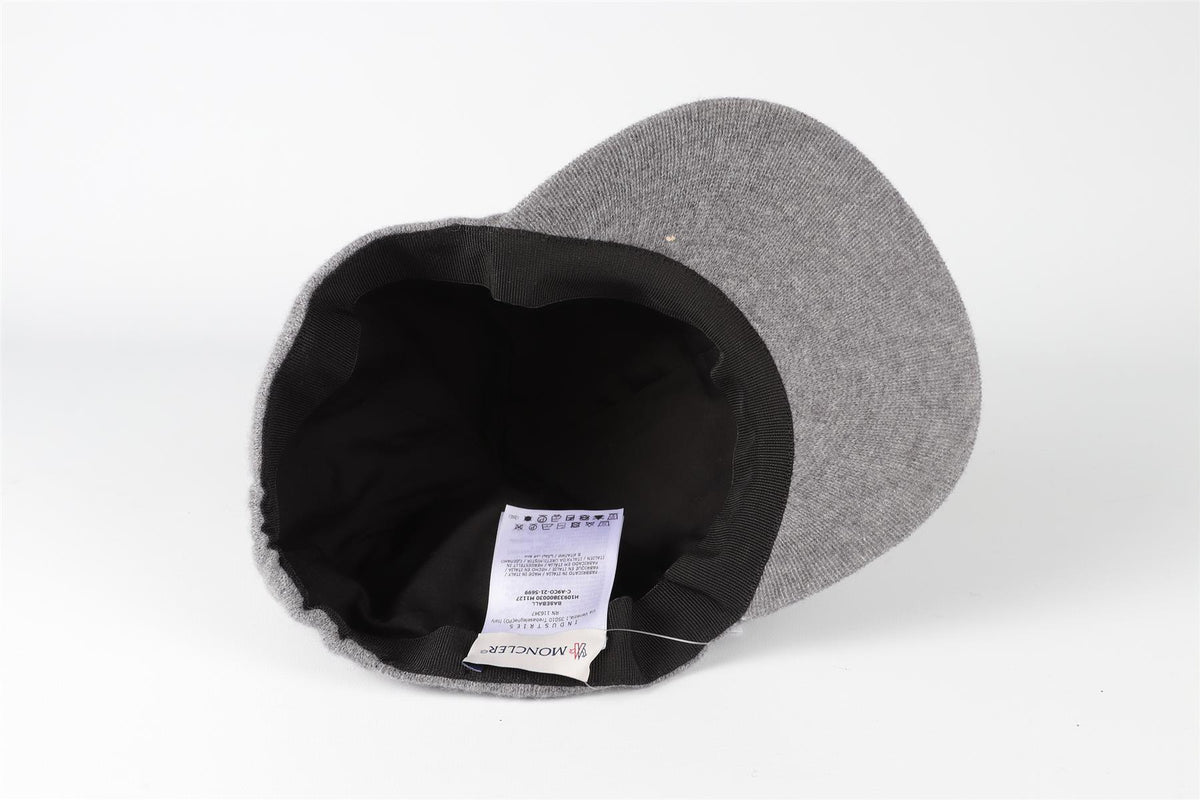 MONCLER GREY CASHMERE BASEBALL CAP ONE SIZE
