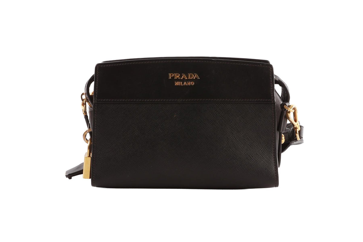 BLACK ESPLANADE SAFFIANO LEATHER SHOULDER BAG