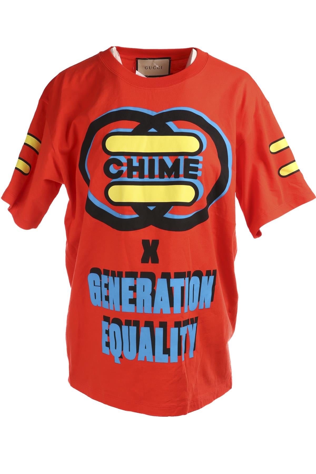 GUCCI RED CHIME X GENERATION EQUALITY COTTON T-SHIRT XSMALL