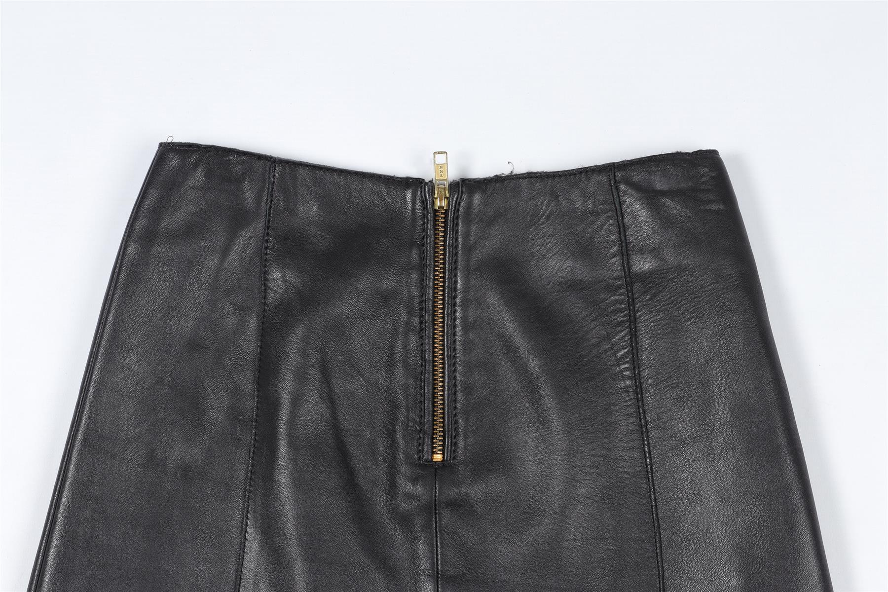 MAJE BLACK LEATHER MINI SKIRT FR 36 UK 8