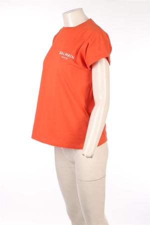 BALMAIN ORANGE COTTON T-SHIRT SMALL