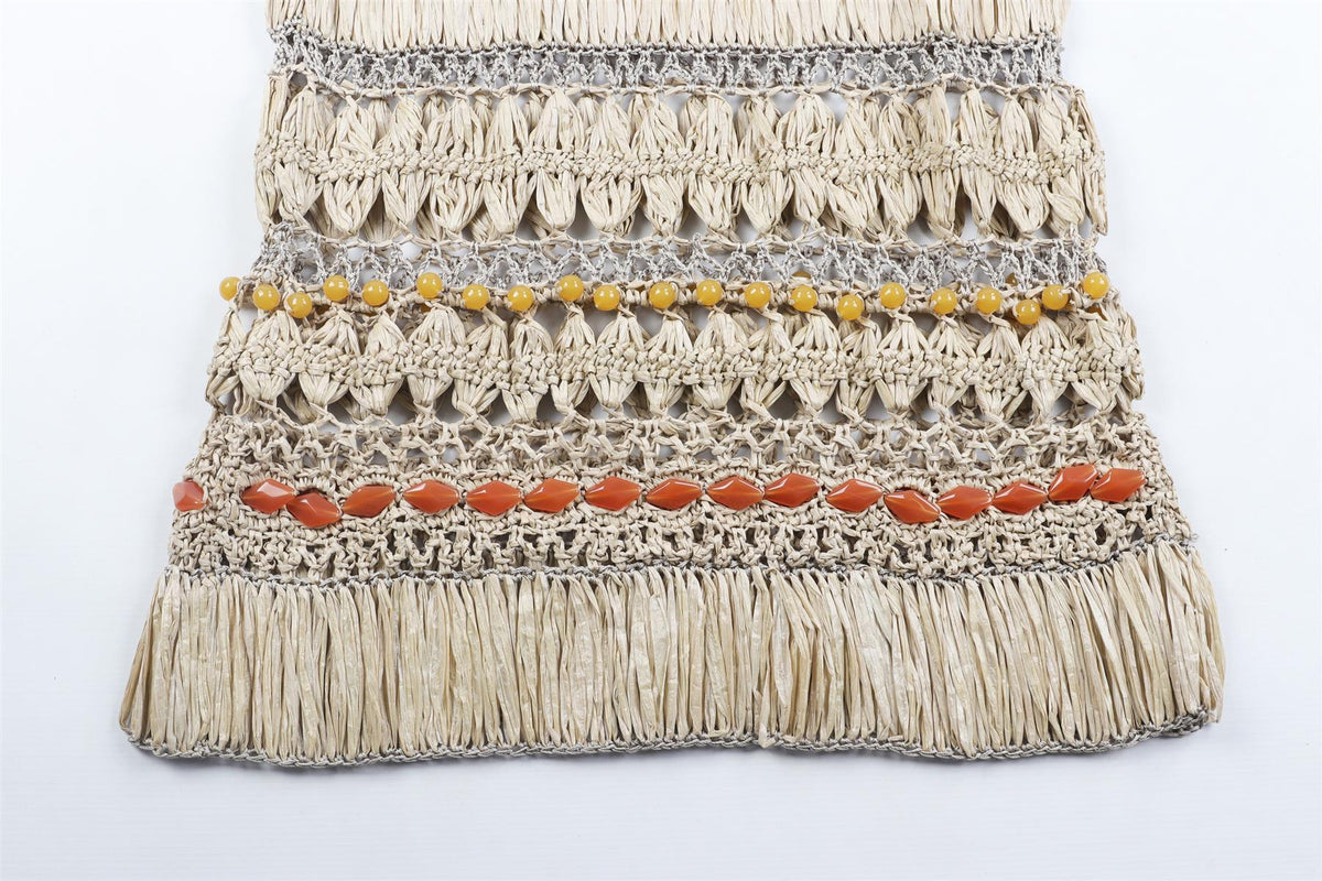 ALBERTA FERRETI BEIGE CROCHET MAXI DRESS UK 8
