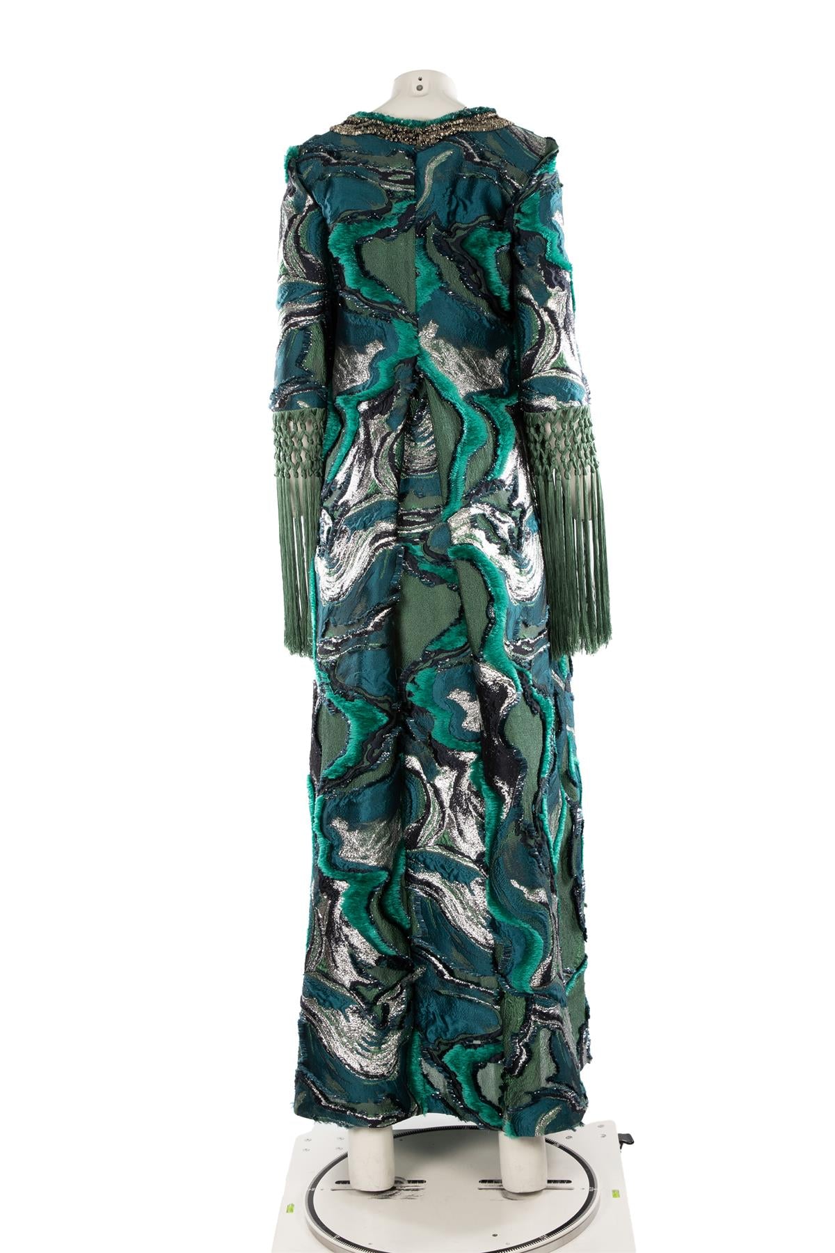 ALBERTA FERRETTI GREEN 2016 SILK GOWN IT 38 UK 6