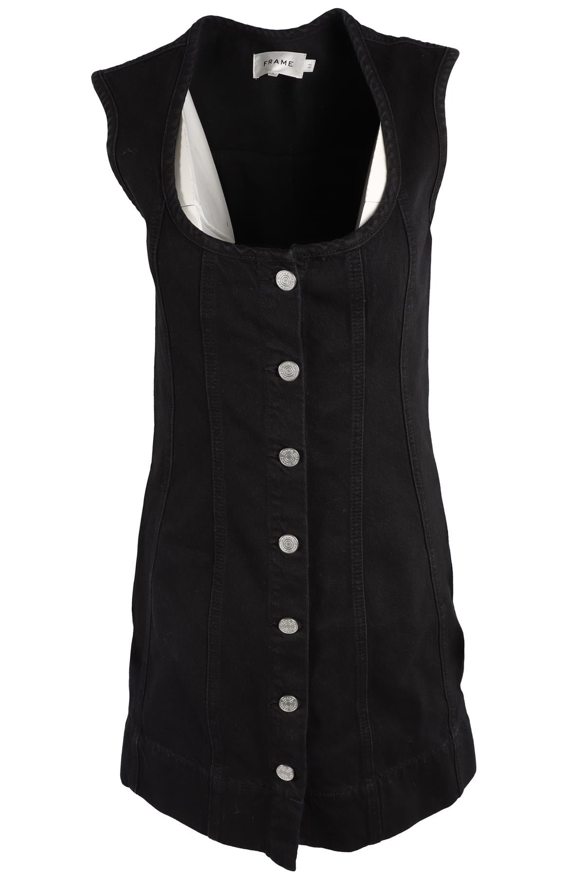 FRAME BLACK DENIM MINI DRESS US 2 UK 6