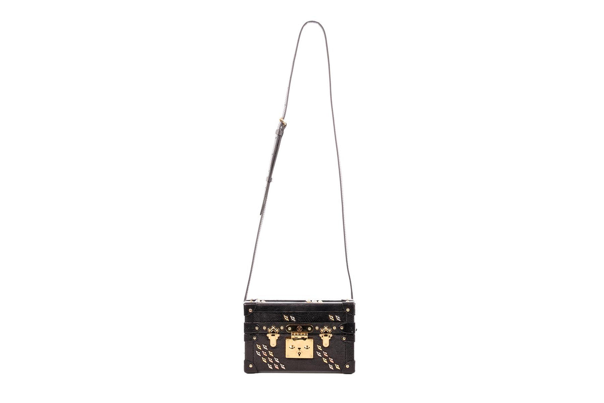 LOUIS VUITTON BLACK 2016 PETITE MALLE LEATHER CLUTCH