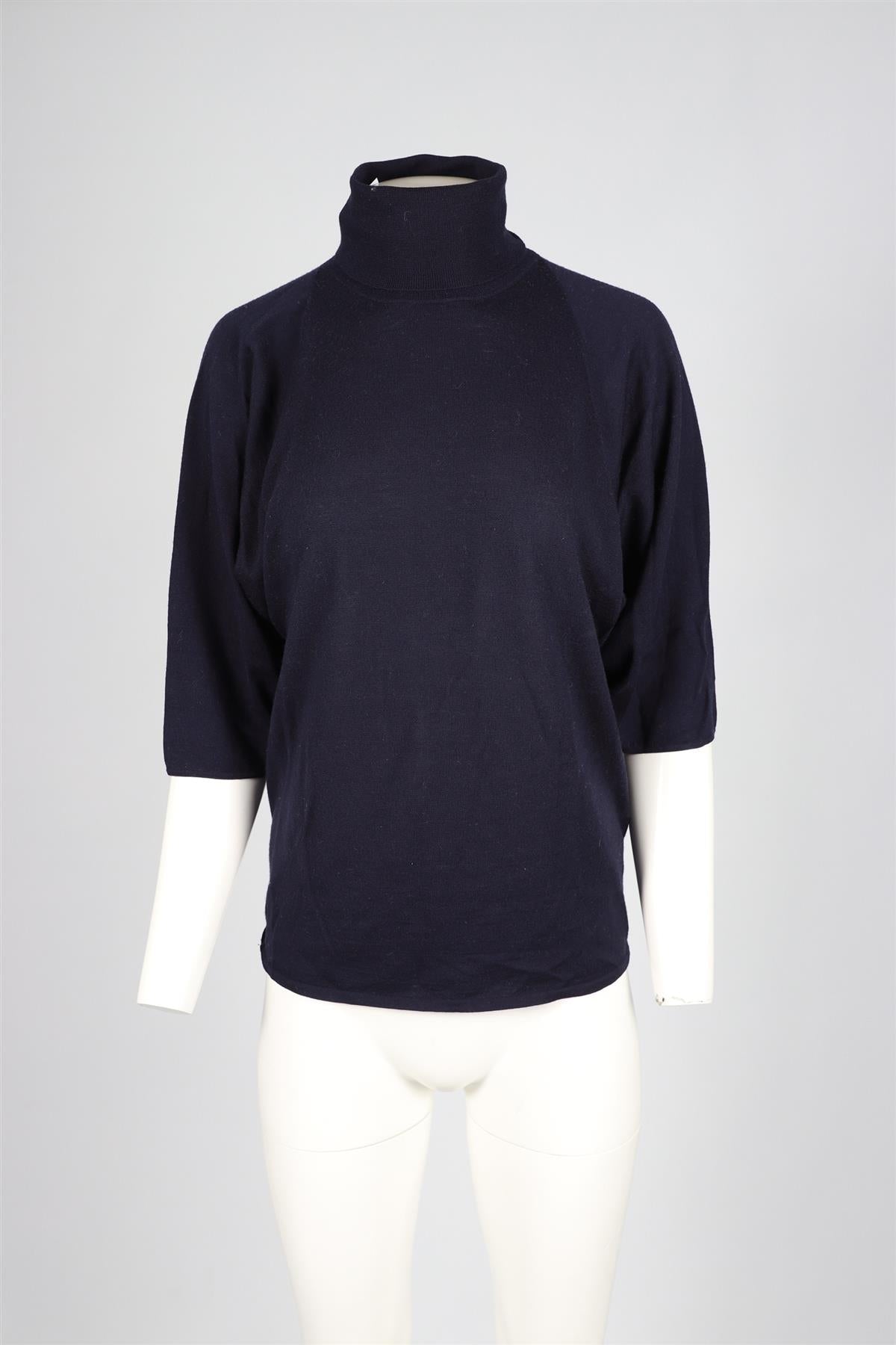 JIL SANDER NAVY WOOL SWEATER MEDIUM