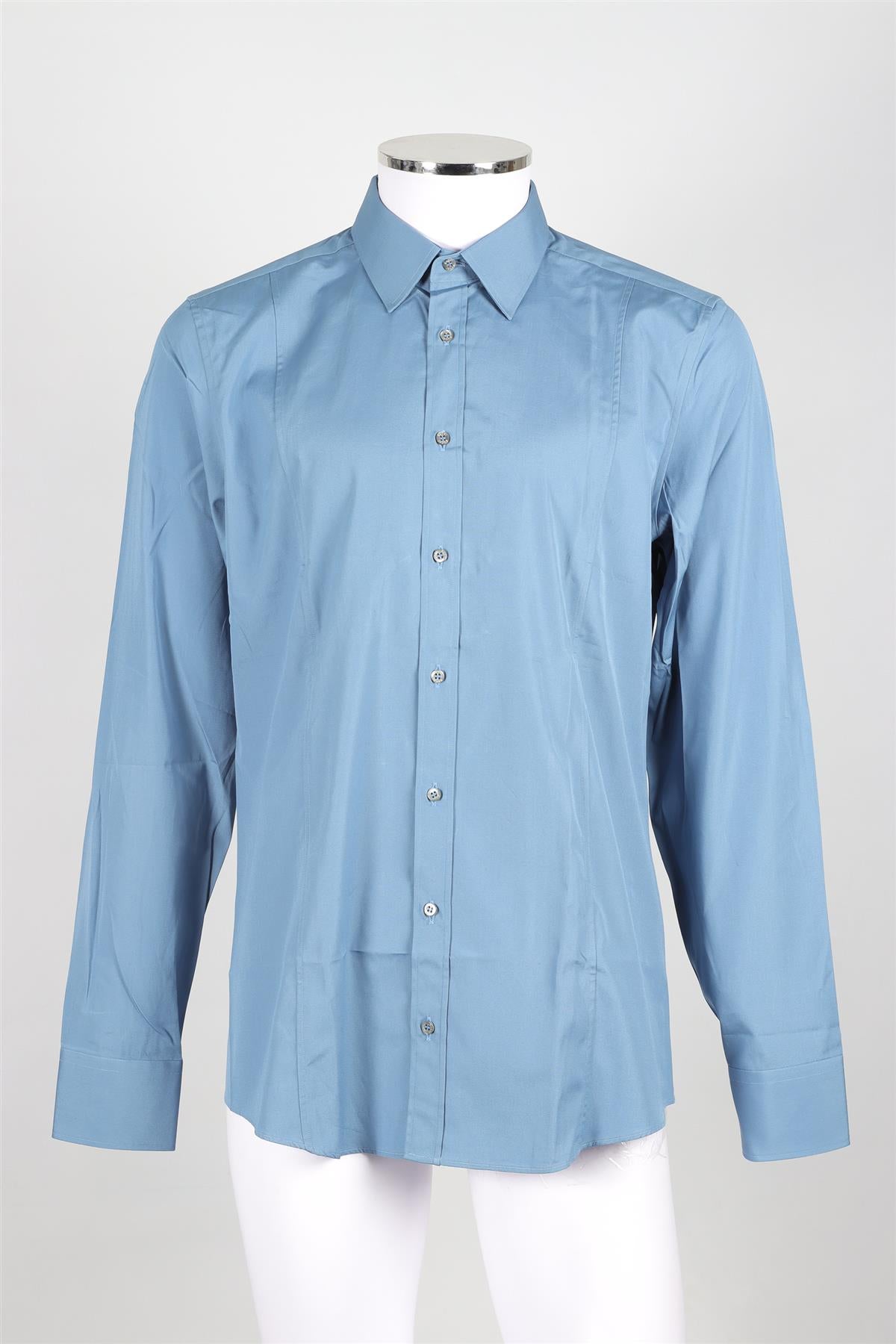 GUCCI MEN'S BLUE SLIM FIT COTTON SHIRT UK/US COLLAR 16 UK/US CHEST 40