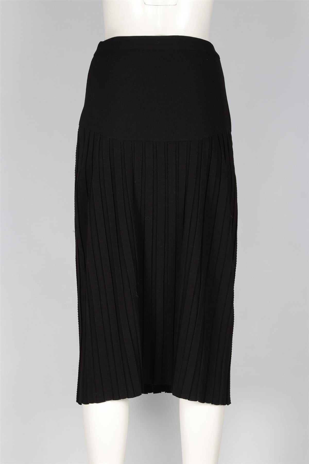 CHANEL BLACK 2021 WOOL MIDI SKIRT FR 38 UK 10