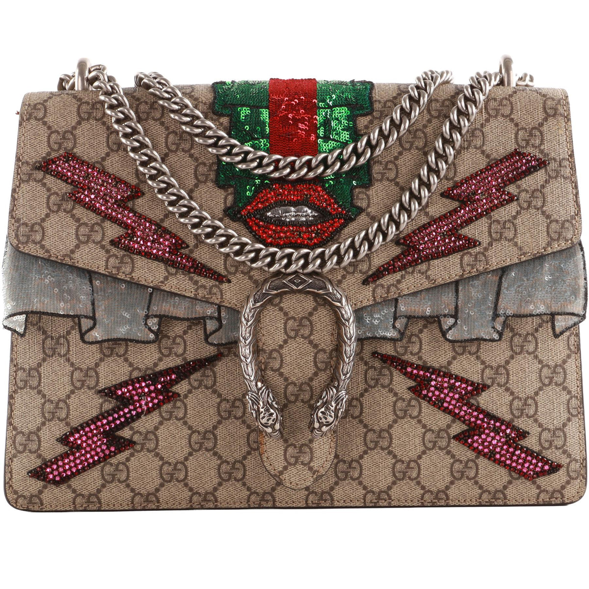 GUCCI BEIGE DIONYSIS MEDIUM GG SUPREME COATED CANVAS SHOULDER BAG