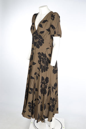 REFORMATION BROWN CREPE MAXI DRESS US 10 UK 14