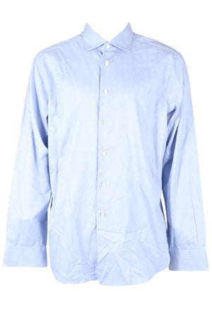 BRIONI BLUE MEN'S COTTON SHIRT EU 44 XXLARGE