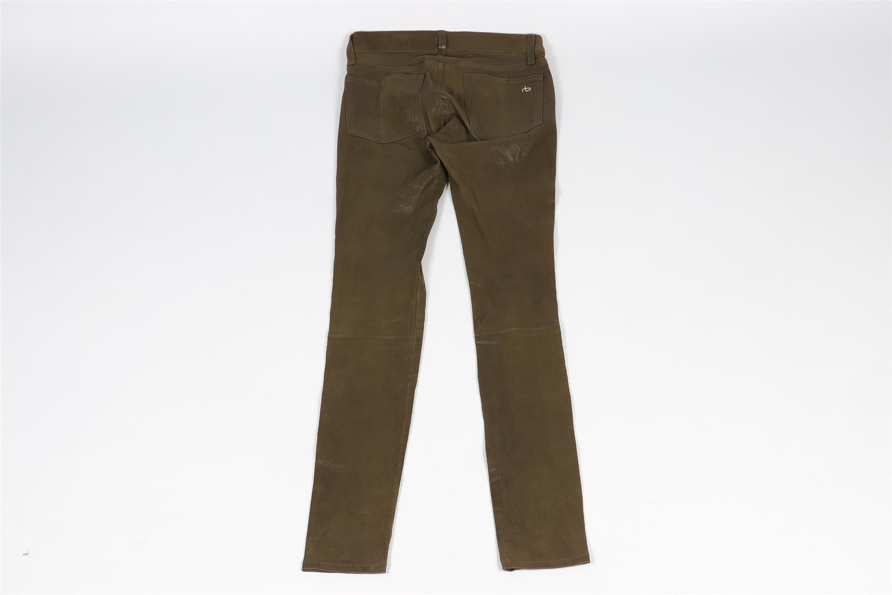 RAG & BONE GREEN LEATHER SKINNY PANTS W 29 UK 10-12