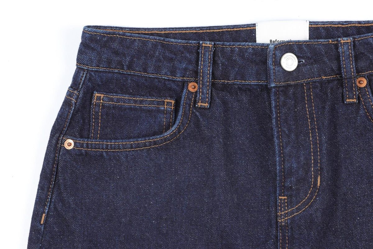 REFORMATION BLUE DEMIN MINI SKIRT W25 UK 6-8