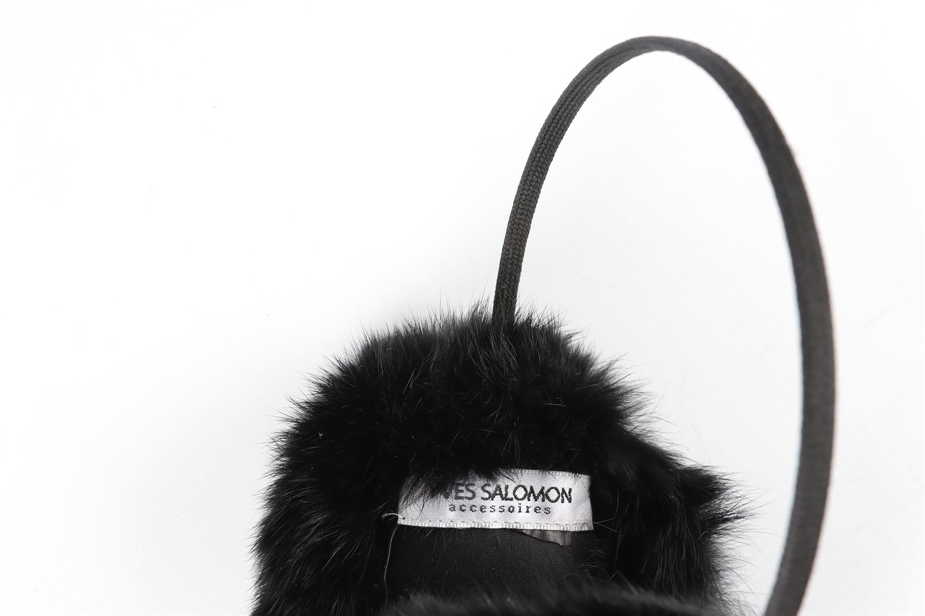 YVES SALOMON BLACK FUR EAR MUFFS