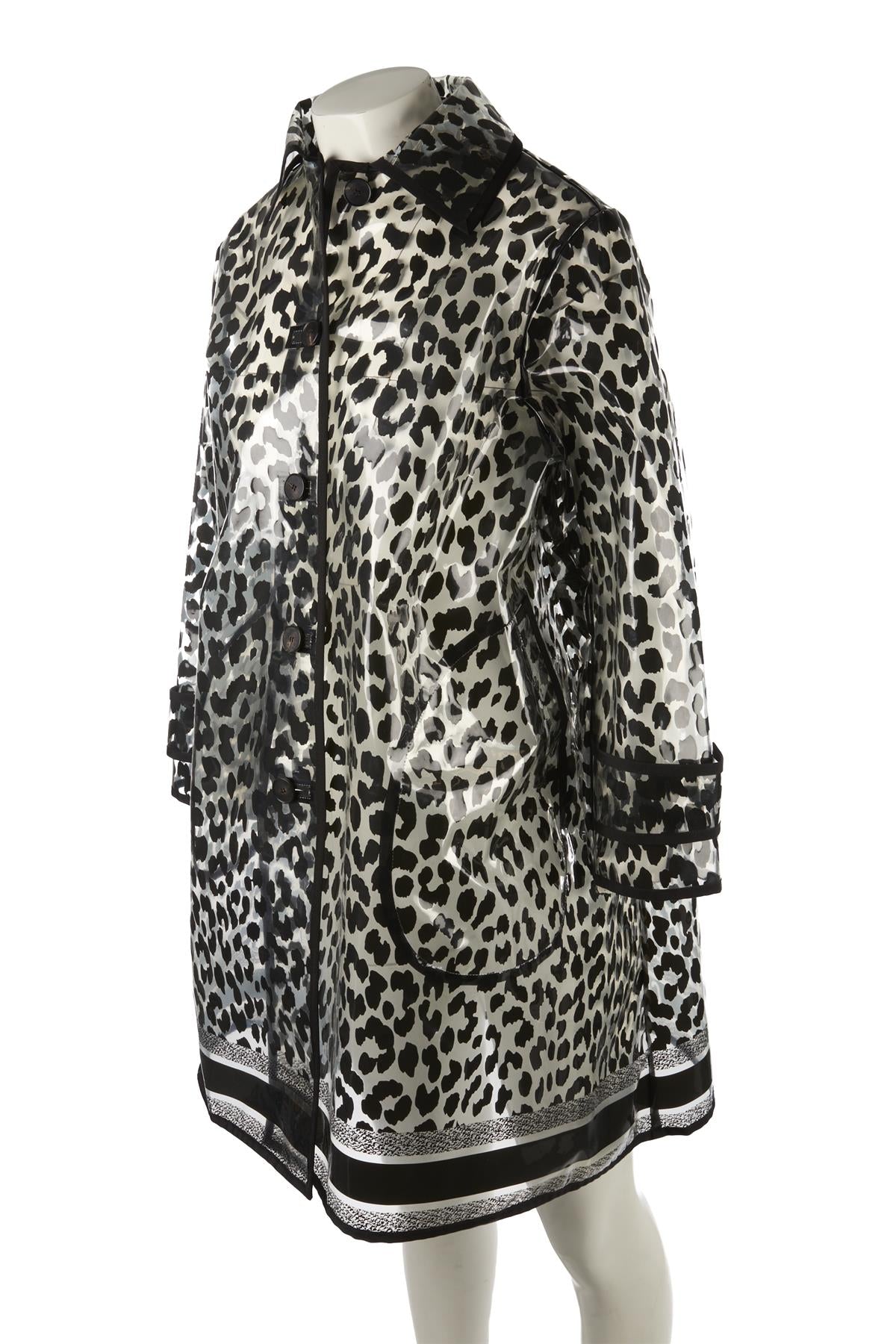 CHRISTIAN DIOR BLACK OBLIQUE VINYL COAT FR 40 UK 12