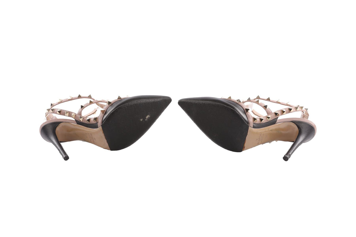 VALENTINO GARAVANI BLACK ROCKSTUD LEATHER PUMPS EU 38